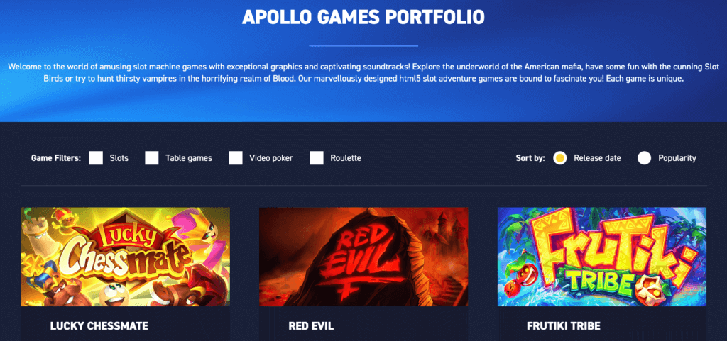 Apollo Games portfolio