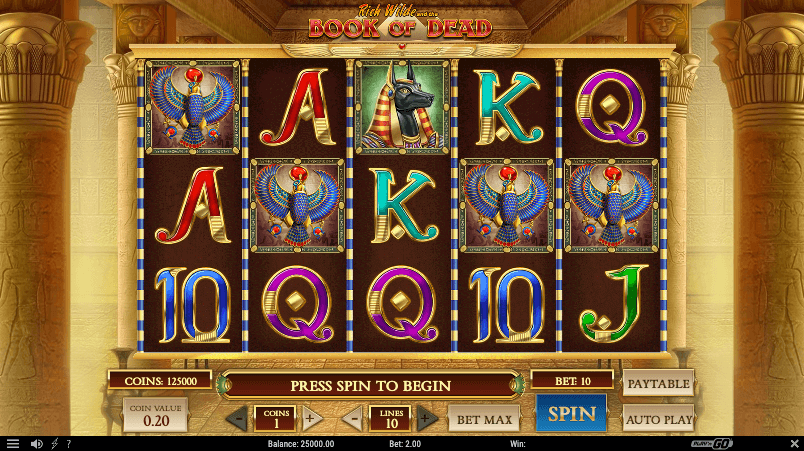 Book of Dead slot - Vysoká volatilita 