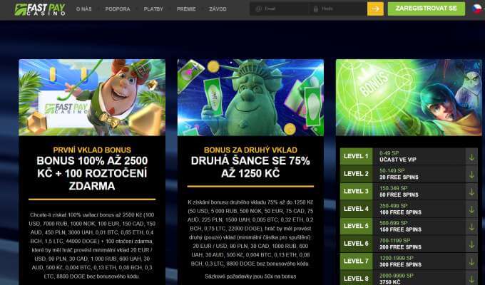 Fastpay online casino bonusy