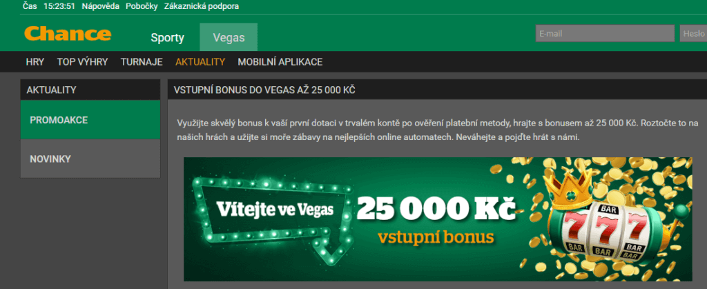 Chance Casino vstupní bonus