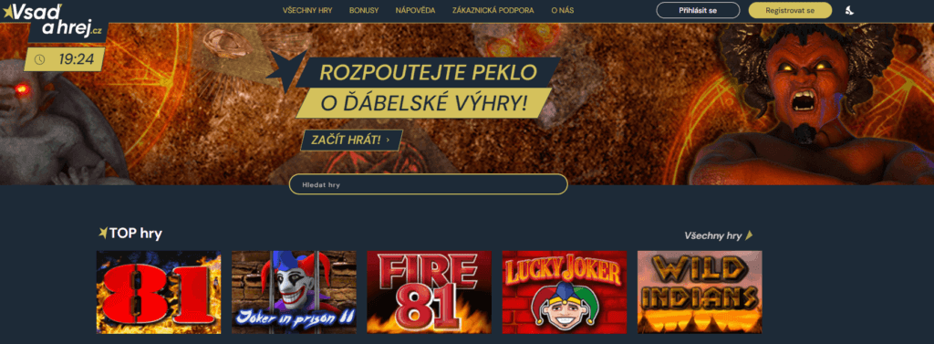 Vsaď a Hrej Casino úvodní stránka casina