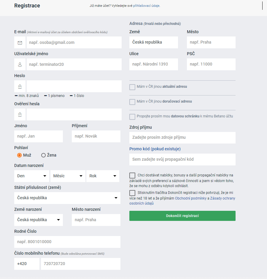 registracni formular