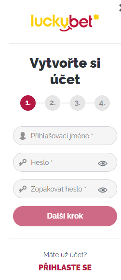 registrace nového účtu