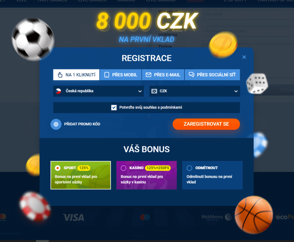 registrace nového účtu