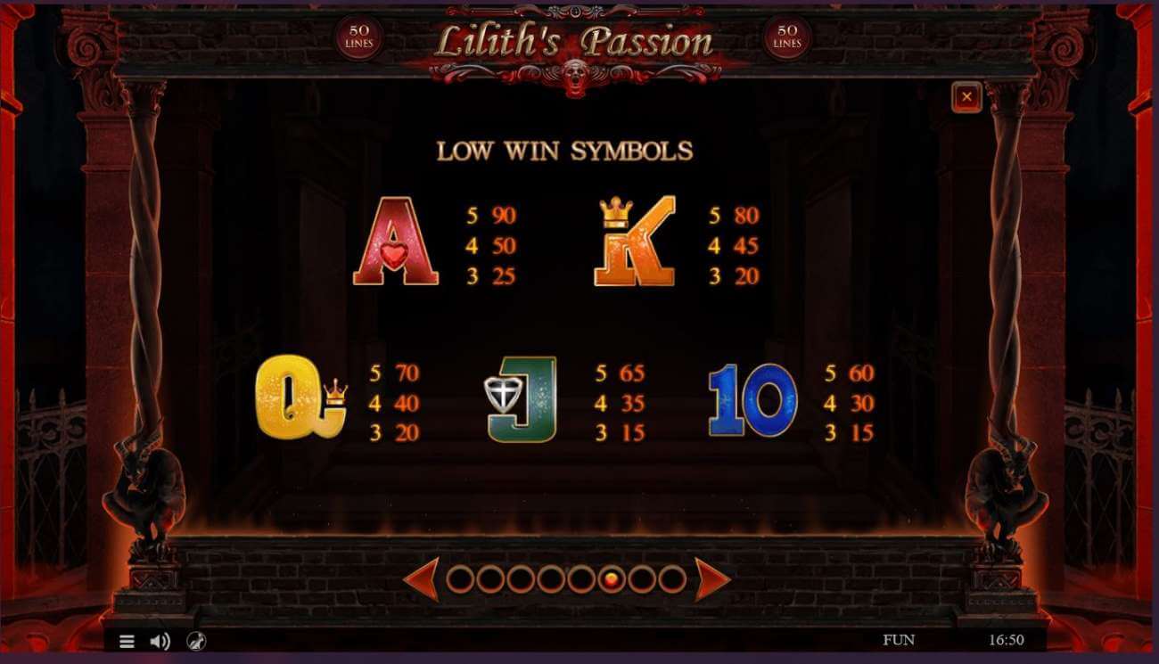 Symboly v herním automat Liliths passion