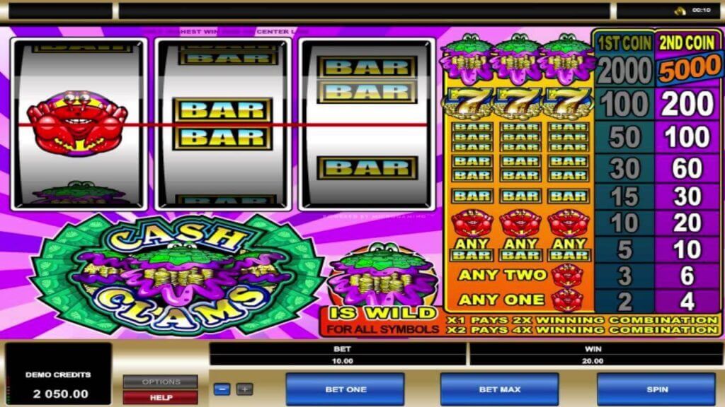 Automat zdarma neboli hra Cash Clams