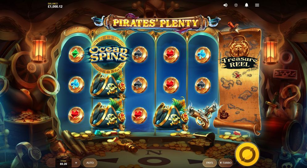 Video automat neboli hra Pirates Plenty The Sunken Treasure!