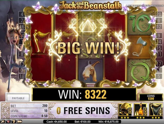 Výherní automat Jack and the Beanstalk BIG WIN