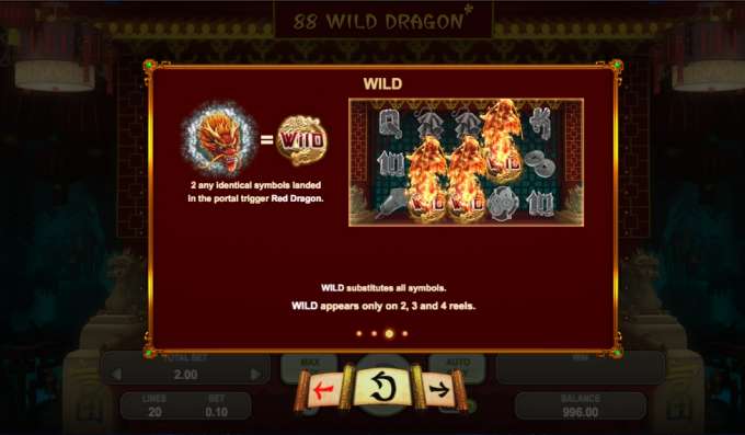 Jedinečná herní grafika automatu 88 Wild Dragon