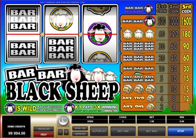 Bar Bar Black Sheep herní automat zdarma! 