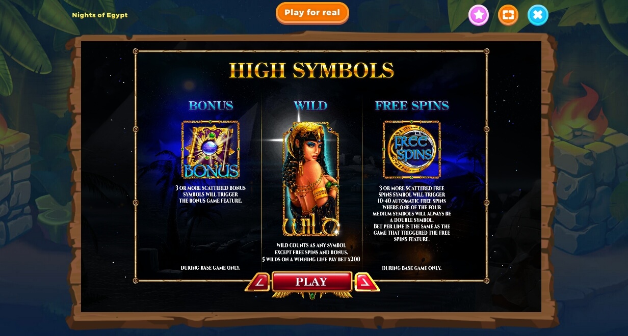 3 symboly Nights of Egypt